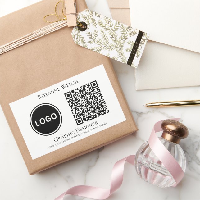 Business Company Round Logo QR code Large Rectangular Sticker (Gifting)