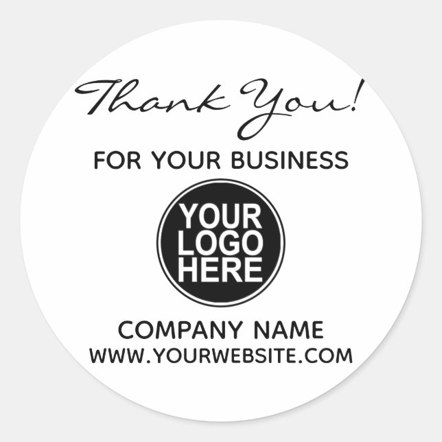 Business Company Thank You Custom Logo Classic Round Sticker (Front)