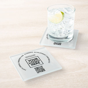 Business Conference Custom Logo QR Code Glass Coaster