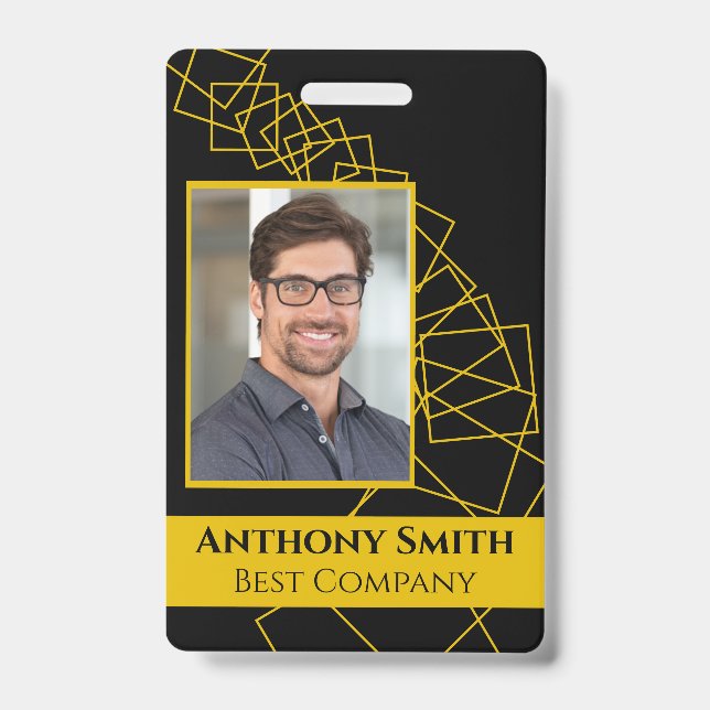 Business Conference ID Badge Black and Gold (Front)