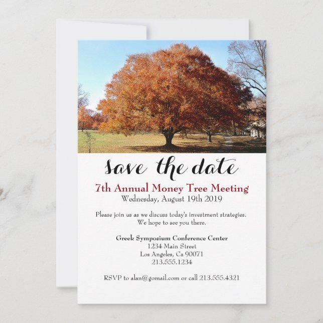 Business Conference Money Tree Event Invitation (Front)