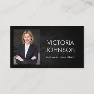 Business Consultant Custom Photo Black Stone Business Card