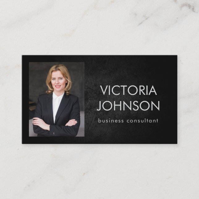 Business Consultant Custom Photo Black Stone Card (Front)