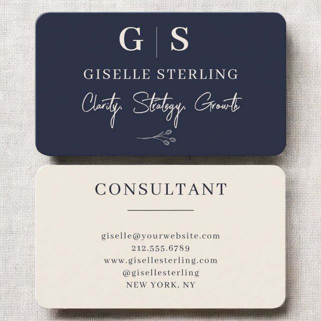 Business Consultant Navy Blue Business Card (Creator Uploaded)