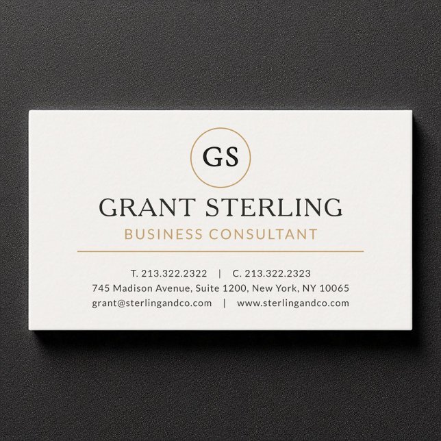Business Consultant White Gold Luxury Business Card (Creator Uploaded)