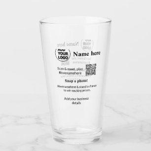 Business contest add Q R code name prize banner  Glass