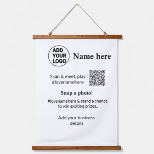 Business contest add Q R code name prize banner Hanging Tapestry