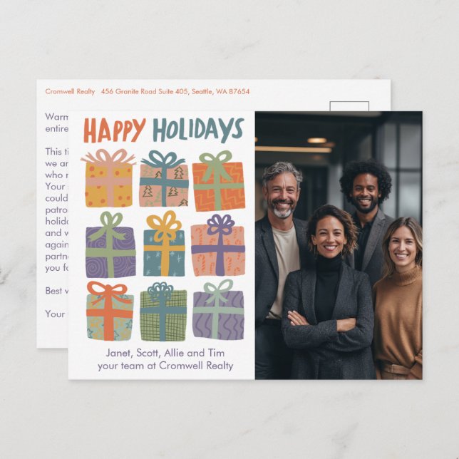 Business Corporate Christmas Holiday CUSTOM Photo  Postcard (Front/Back)