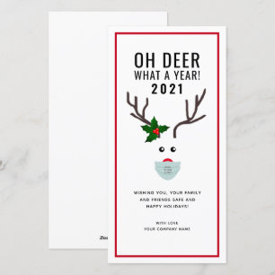 Business Corporate Christmas Reindeer Logo Holiday Card