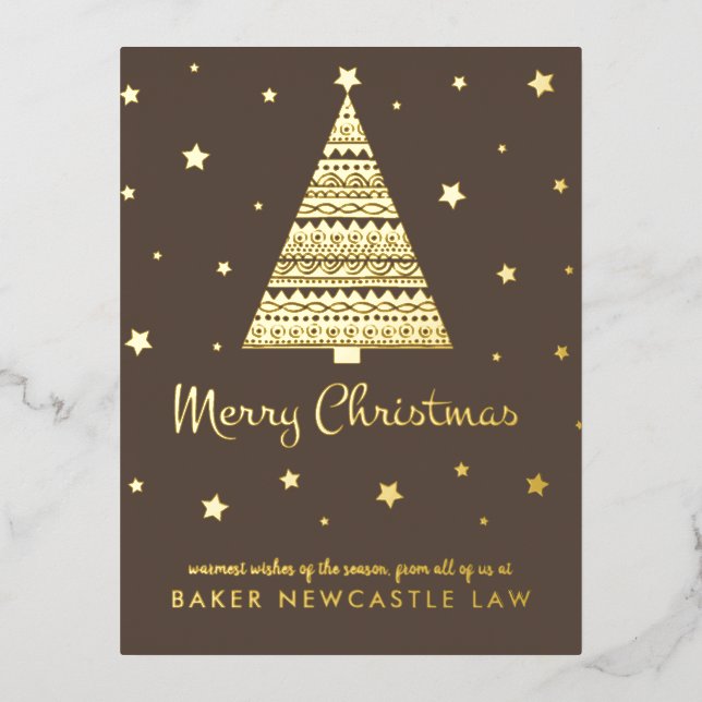 Business Corporate Company Merry Christmas Foil Holiday Postcard (Front)