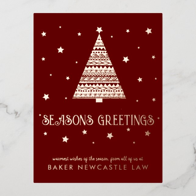 Business Corporate Company Seasons Greetings  Foil Holiday Postcard (Front)