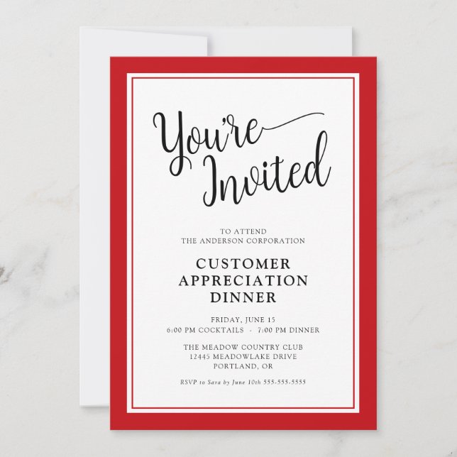 Business Corporate Customer Appreciation Dinner Invitation (Front)