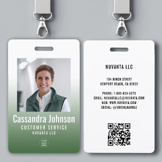 Business Corporate Green Gradient Employee Photo ID Badge