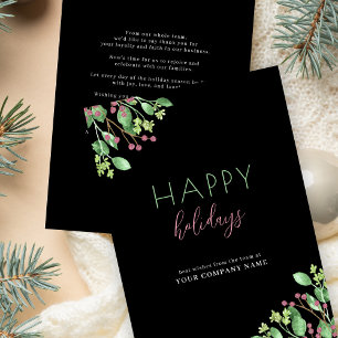 Business corporate Happy Holidays black non-photo Holiday Card