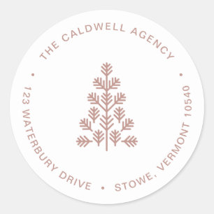 Business Corporate Holiday Dusty Rose Address Classic Round Sticker