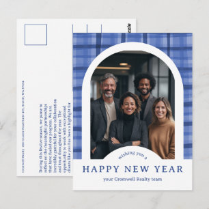 Business Corporate Holiday Plaid CUSTOM Arch PHOTO Postcard