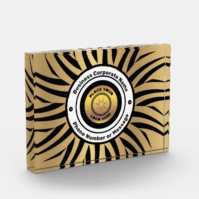 Business Corporate Logo Gold Black Personalise  Photo Block (Left)
