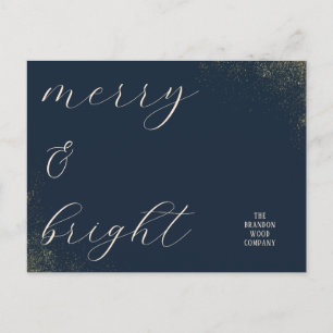 Business Corporate Navy and Gold Holiday Postcard