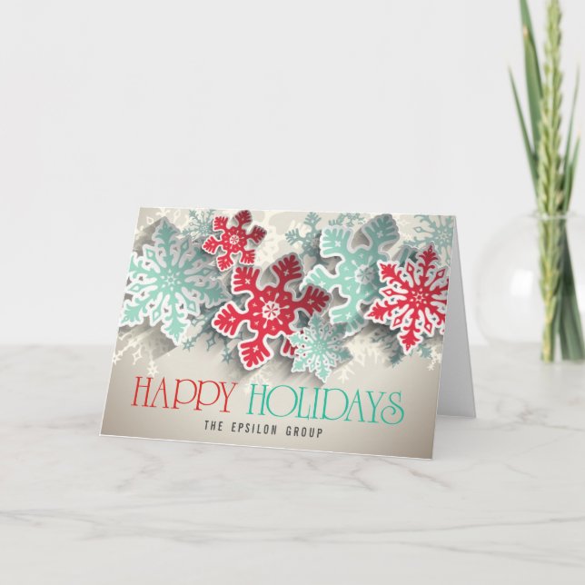Business Corporate Snowflakes Happy Holidays Card (Front)