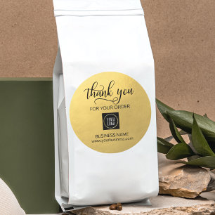 Business Corporate Thank You Gold Black   Add LOGO Classic Round Sticker