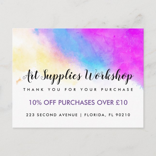 Business coupon offer marketing new address announcement postcard (Front)