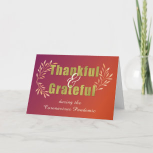Business COVID-19 Grateful & Thankful Thanksgiving Card