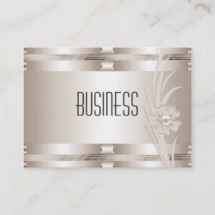 Business Cream Art Deco Floral Business Card