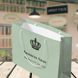 Business crown sage green paper shopping bag
