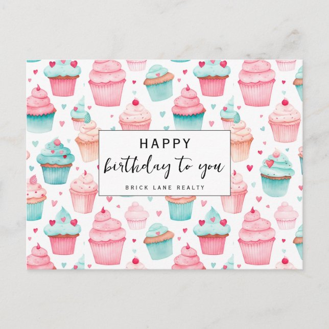 Business Cupcake Happy Birthday  Postcard (Front)