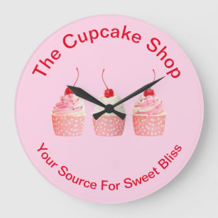 Business Cupcakes Shop Theme Large Clock