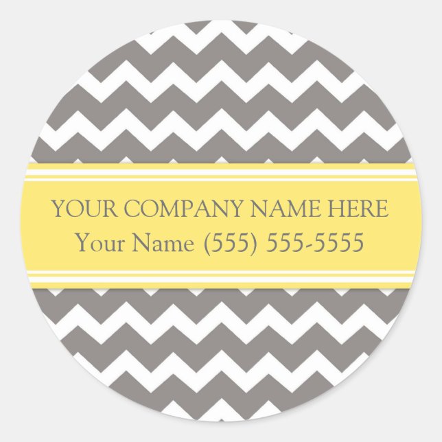 Business Custom Company Name Stickers Grey Chevron (Front)