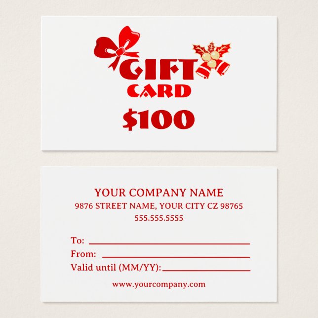 Business Custom Gift Card Christmas Ed. (Front & Back)