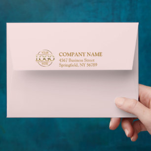 Business Custom Logo Blush Pink Return Address Envelope