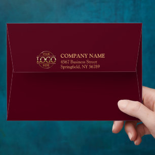 Business Custom Logo Burgundy Red Return Address Envelope