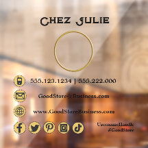Business Custom Logo & Gold Social Media Icons  