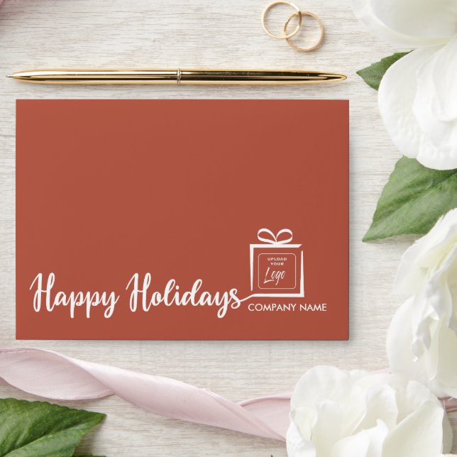 Business custom logo minimalist Happy Holidays Envelope (Wedding)