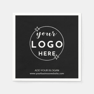 Business Custom Logo Modern Minimal Black Napkin