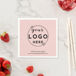 Business Custom Logo Modern Minimal Blush Pink Napkin