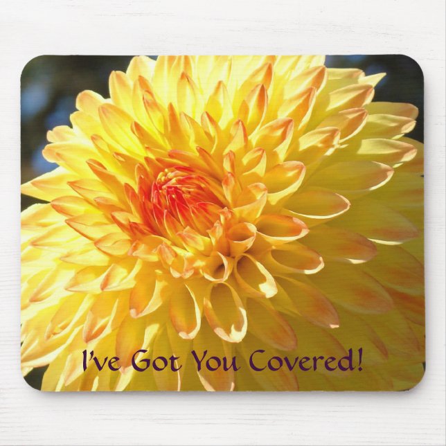 Business custom mousepads Orange Dahlia (Front)