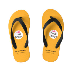 Business Customisable Logo Macaroni & Cheese Boys Kid's Flip Flops