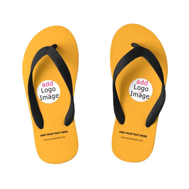 Business Customisable Logo Macaroni & Cheese Boys  Kid's Flip Flops (Footbed)