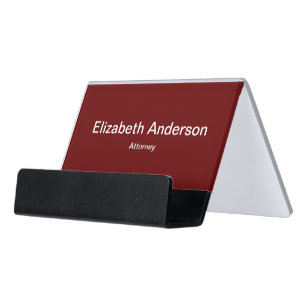 Business Dark Red & White Template Text Name Title Desk Business Card Holder