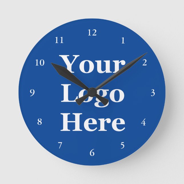 Business Deep Blue Template Your Logo Here Round Clock (Front)