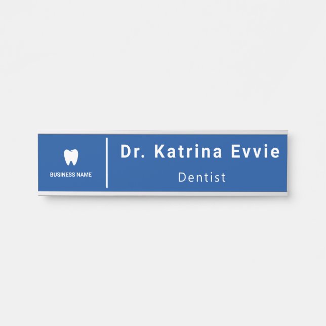 Business Dentist Logo | Modern Employee Staff Door Sign (Front)