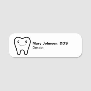 Business Dentist's Name Job Title and Happy Tooth Tag