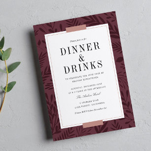 Business Dinner & Drinks - Burgundy Invitation