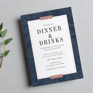 Business Dinner & Drinks - Navy Invitation