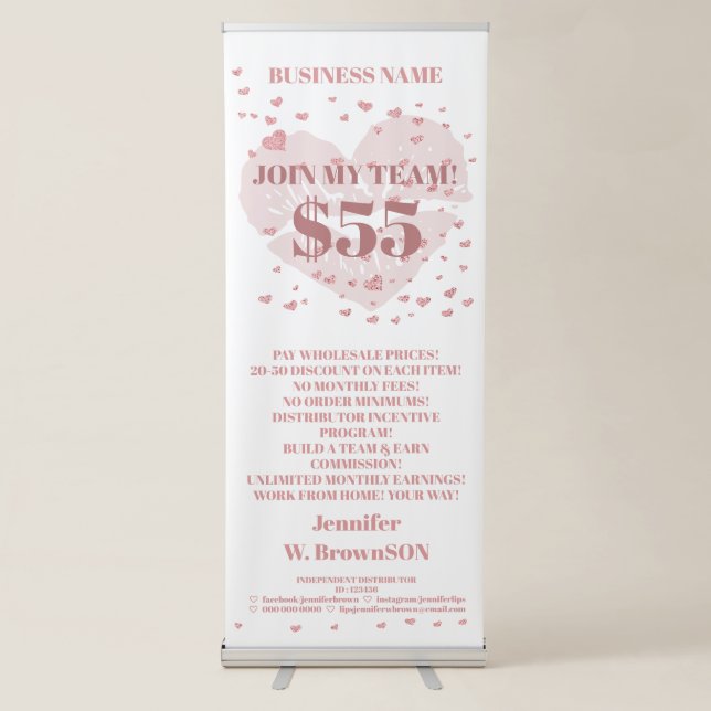 Business distributor heart Makeup Retractable Banner (Front)