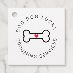 Business Dog bone with a heart Favour Tags