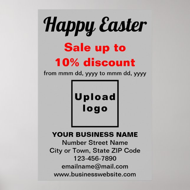Business Easter Holiday Sale Grey Poster (Front)
